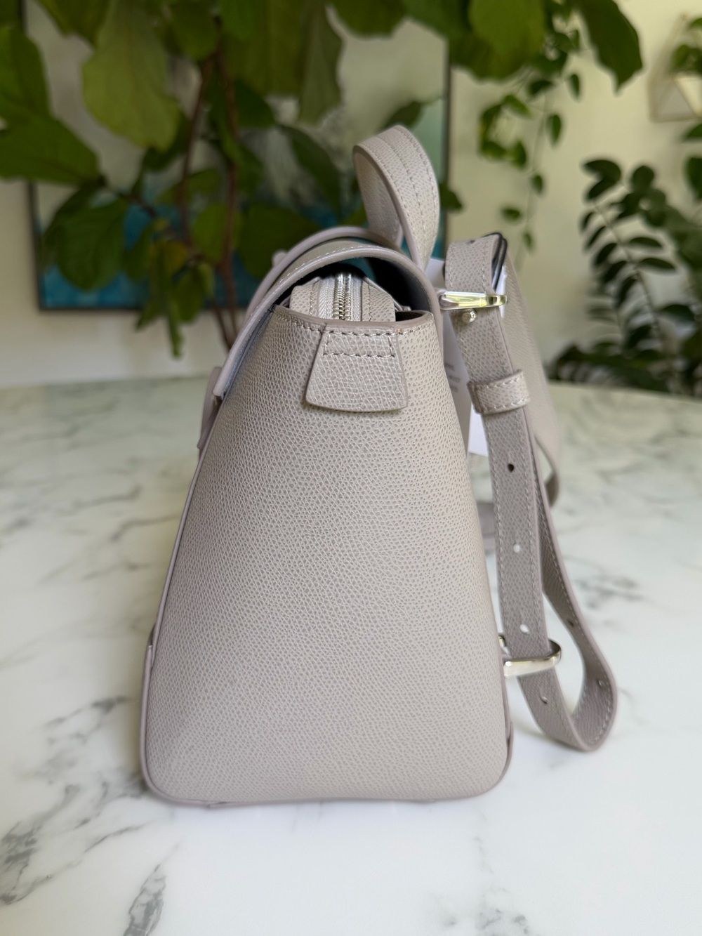 Nwt Senreve Mini Maestra Pebbled Leather Backpack Crossbody Satchel Bag Sand — image 6 of 8